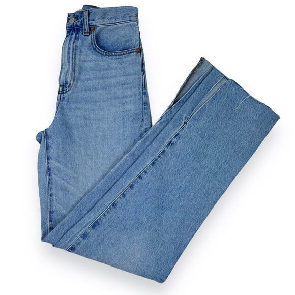 Madewell Jean Womens 24 Tall Blue Baggy Straight Leg Raw Slit Side Leg Hem - Picture 2 of 16